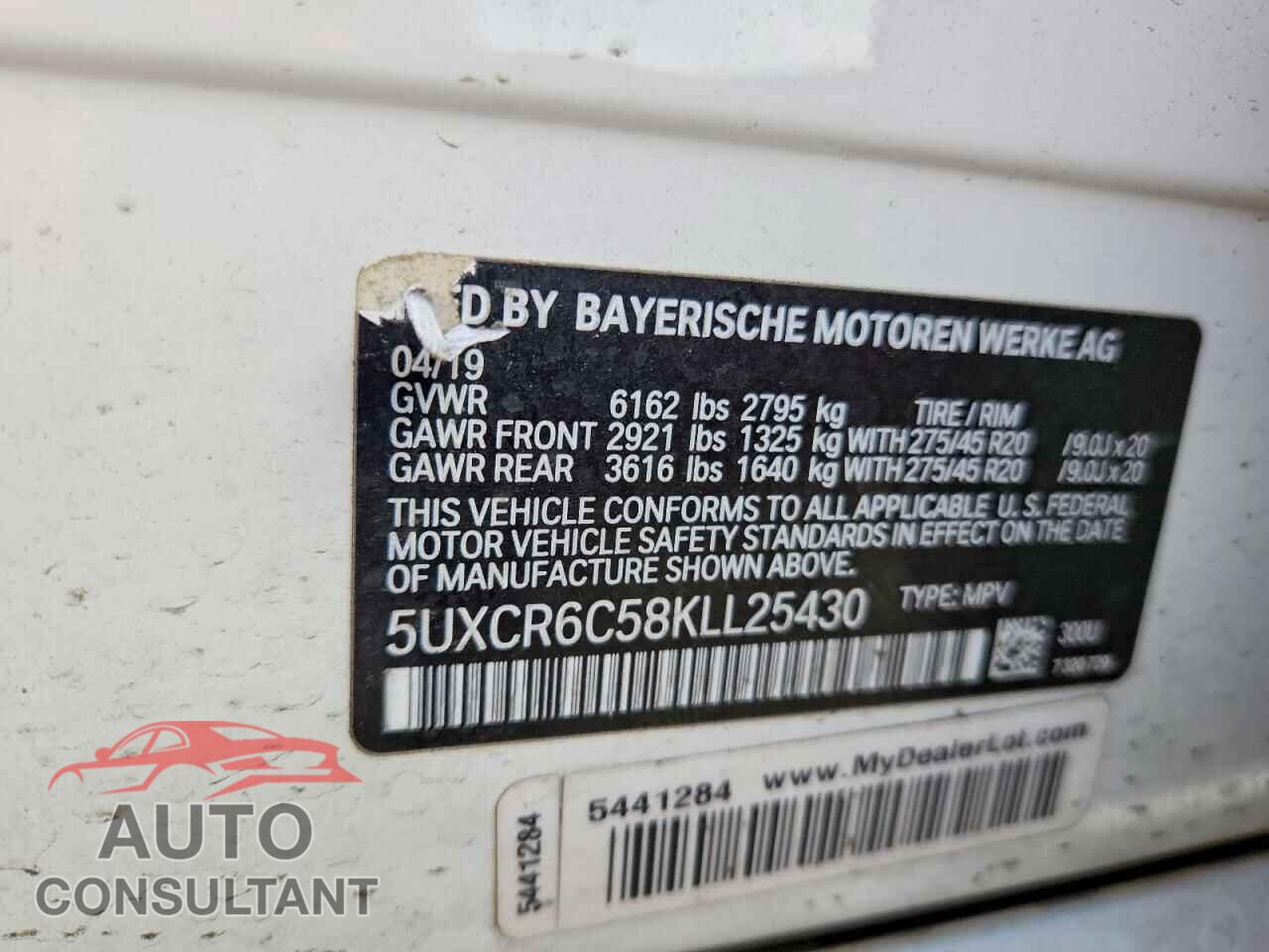 BMW X5 2019 - 5UXCR6C58KLL25430