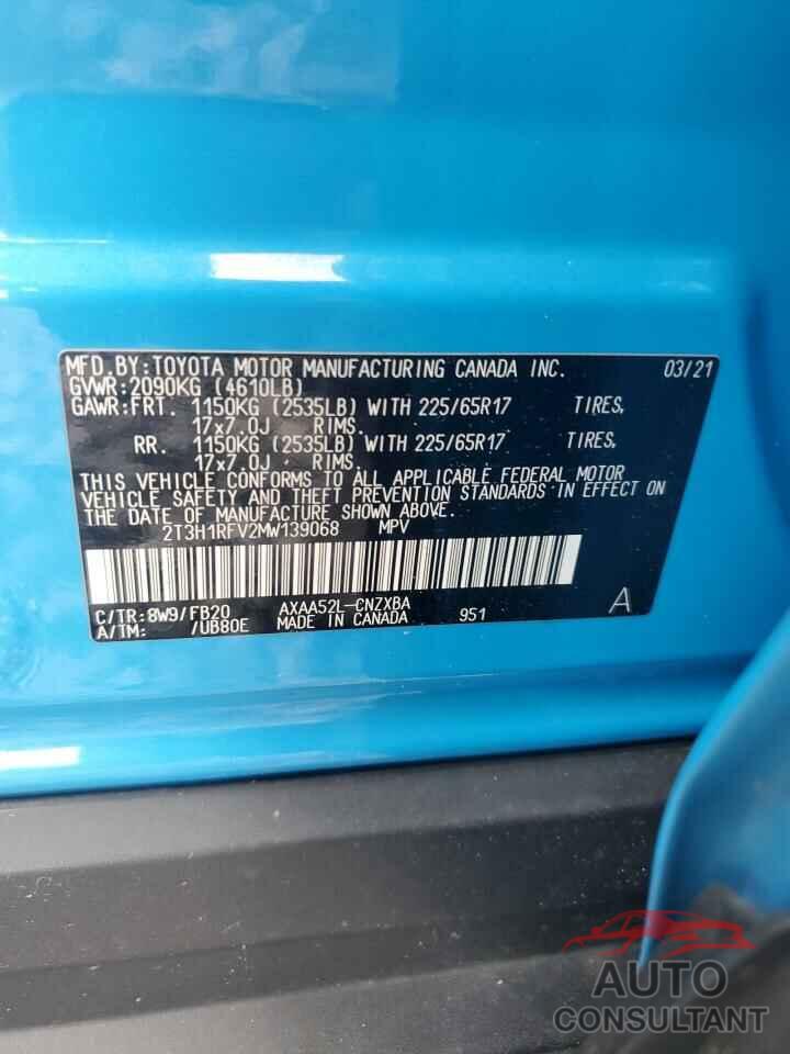 TOYOTA RAV4 2021 - 2T3H1RFV2MW139068