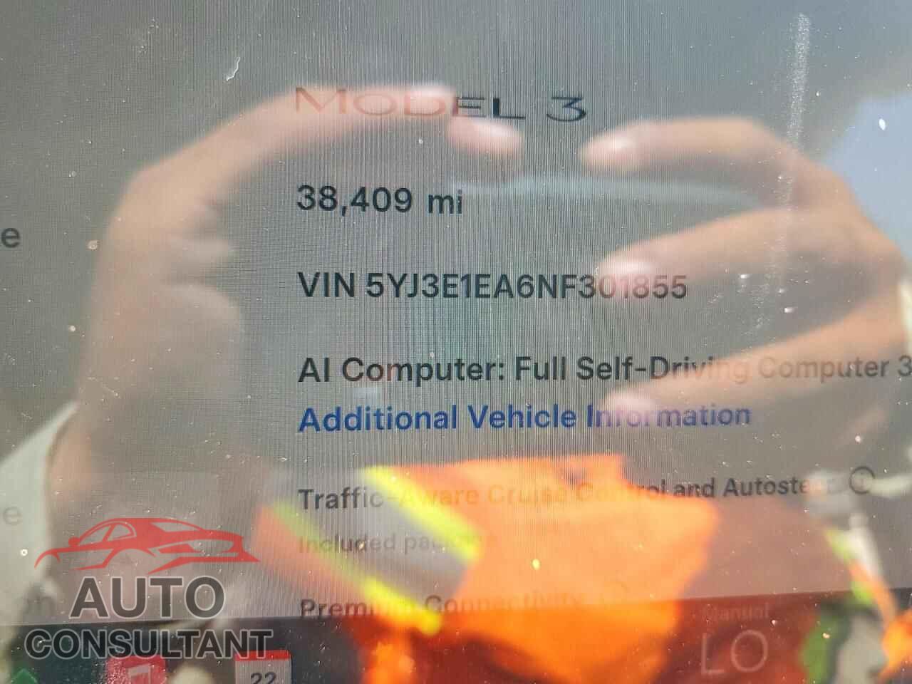 TESLA MODEL 3 2022 - 5YJ3E1EA6NF301855