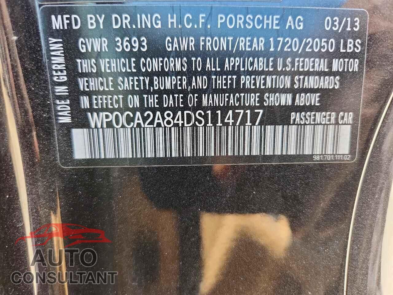 PORSCHE BOXSTER 2013 - WP0CA2A84DS114717