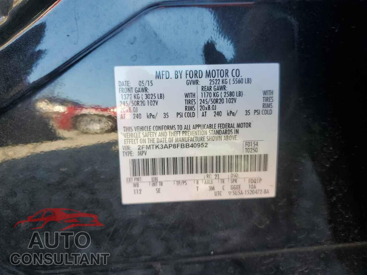 FORD EDGE 2015 - 2FMTK3AP8FBB40952