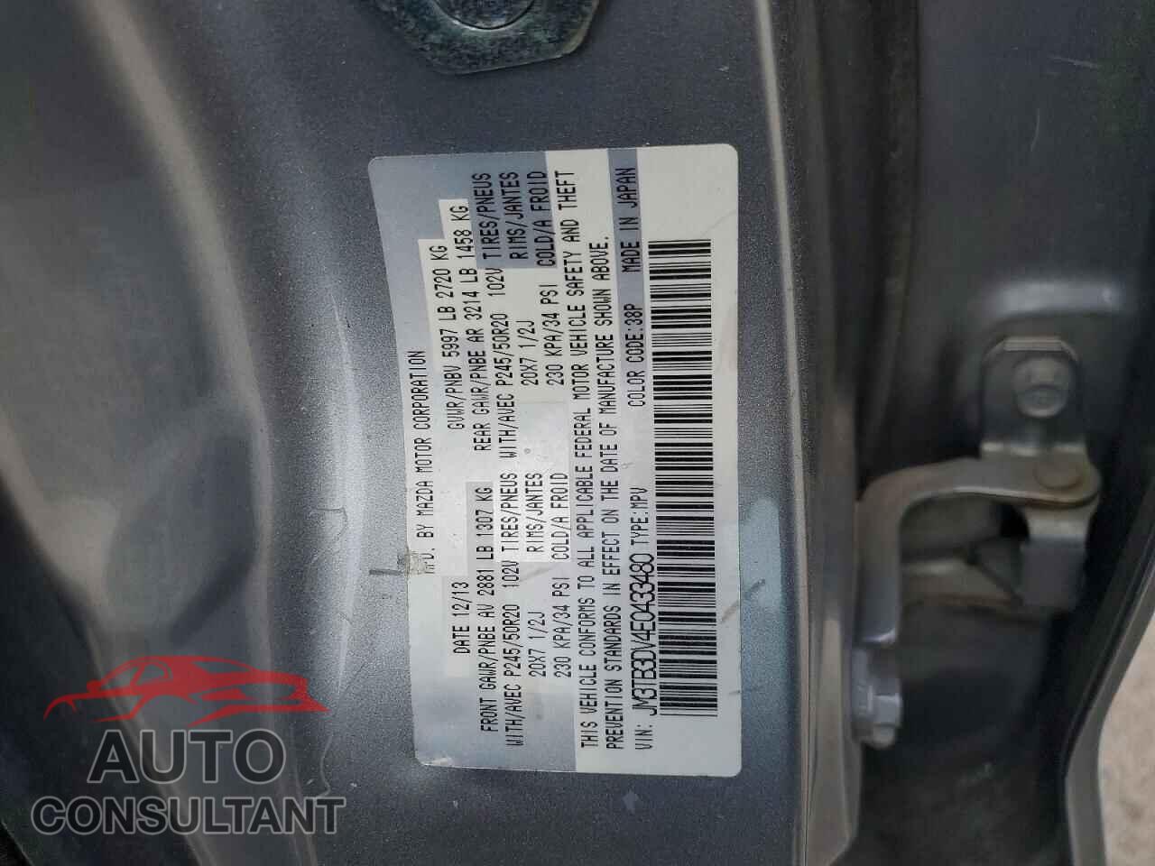 MAZDA CX-9 2014 - JM3TB3DV4E0433480