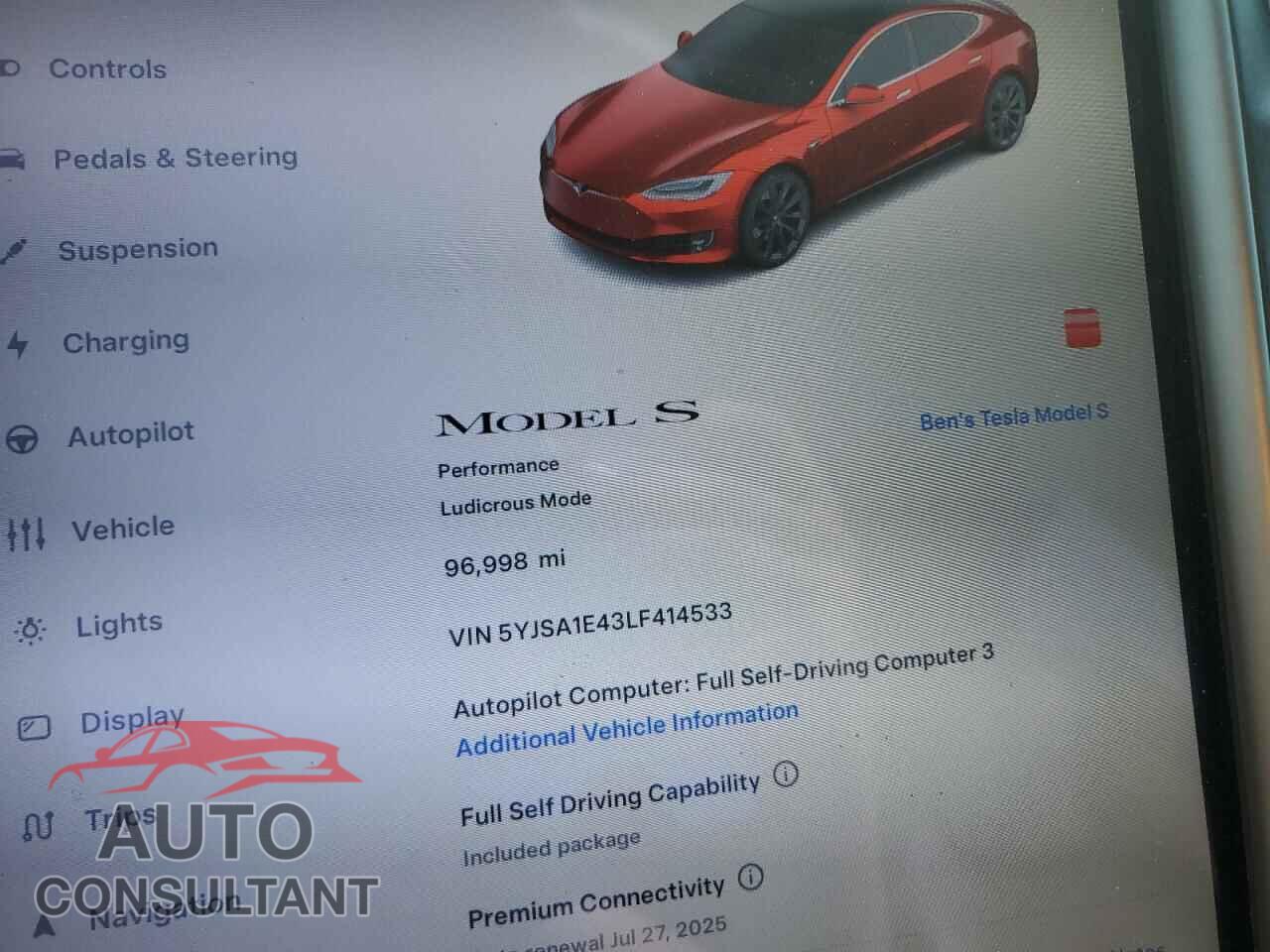 TESLA MODEL S 2020 - 5YJSA1E43LF414533