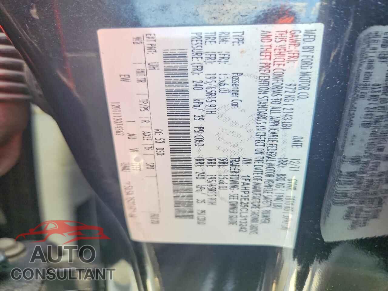 FORD FOCUS 2012 - 1FAHP3E25CL313242