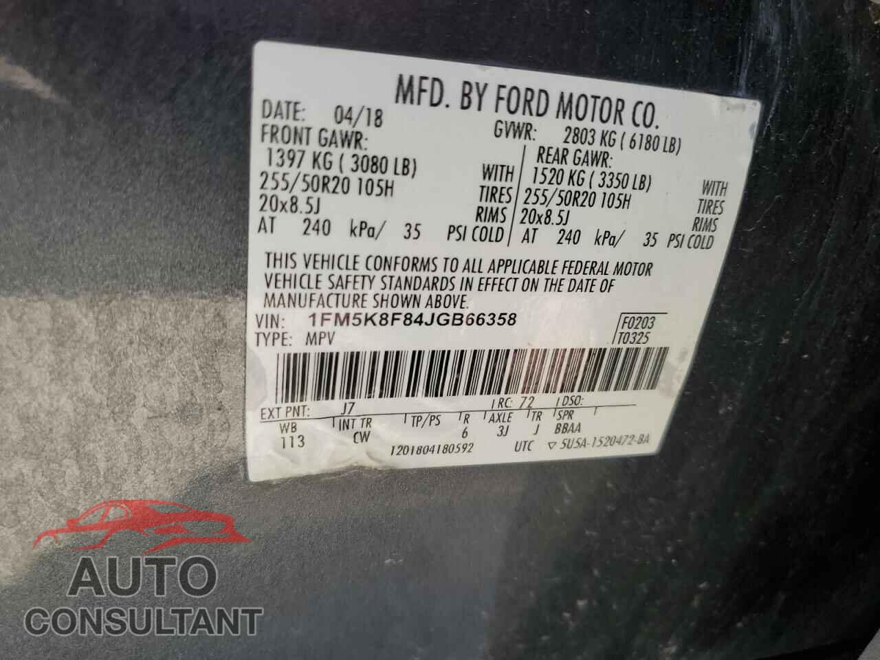 FORD EXPLORER 2018 - 1FM5K8F84JGB66358