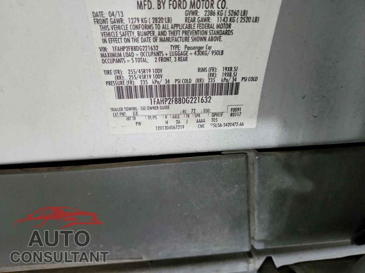 FORD TAURUS 2013 - 1FAHP2F88DG221632