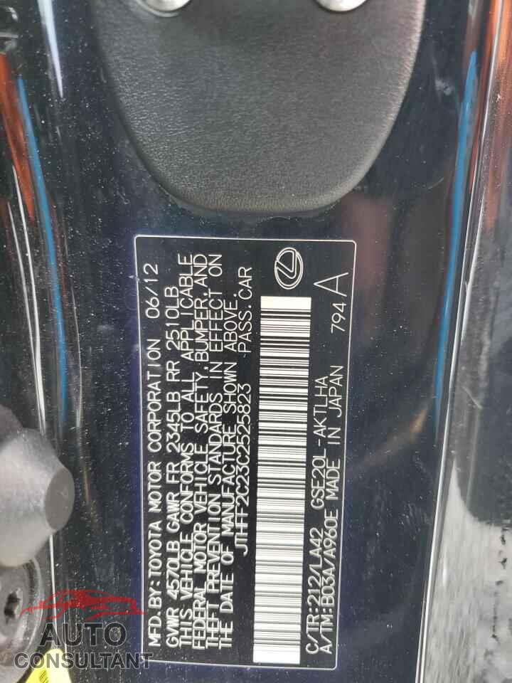 LEXUS IS 2012 - JTHFF2C23C2525823