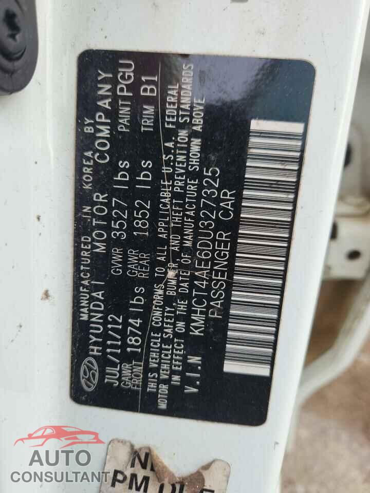 HYUNDAI ACCENT 2013 - KMHCT4AE6DU327325