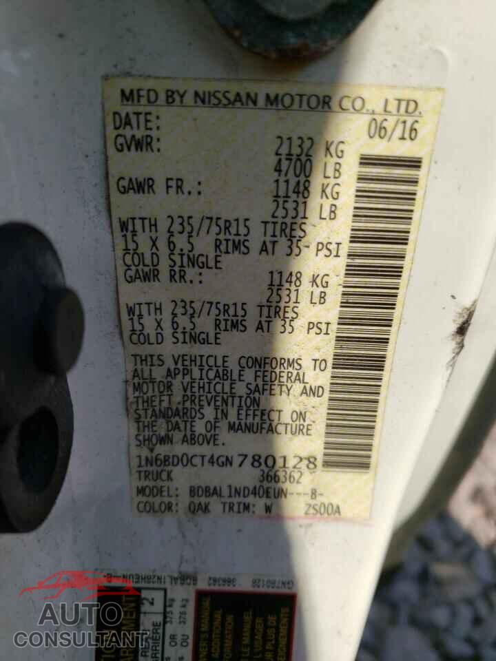 NISSAN All Models 2016 - 1N6BD0CT4GN780128