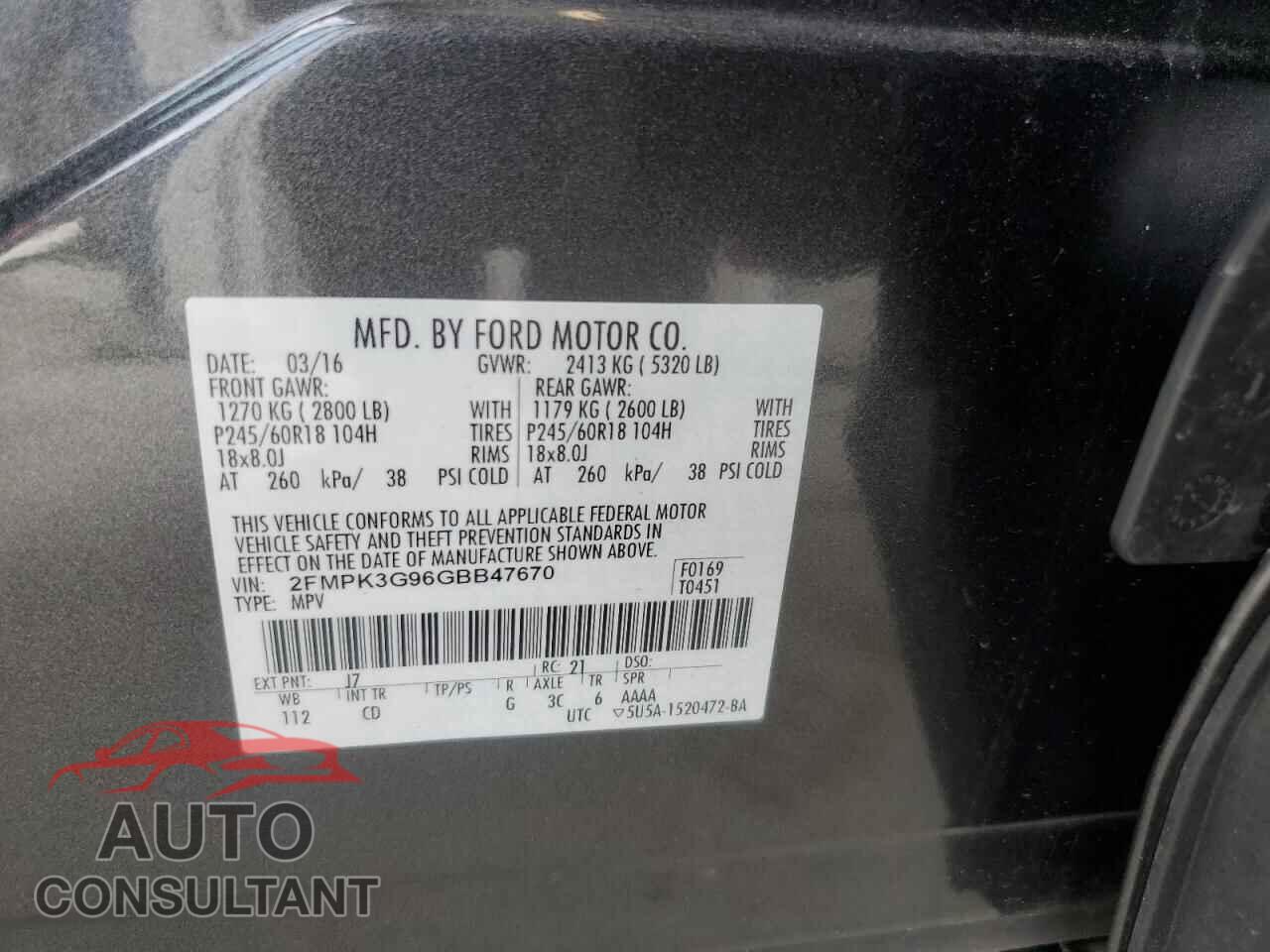 FORD EDGE 2016 - 2FMPK3G96GBB47670