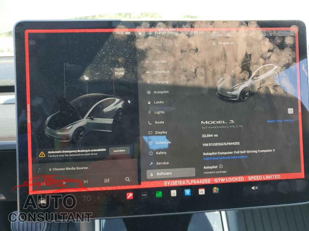 TESLA MODEL 3 2020 - 5YJ3E1EA7LF644252