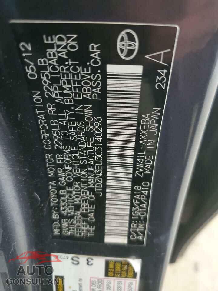 TOYOTA PRIUS 2012 - JTDZN3EU3C3140293