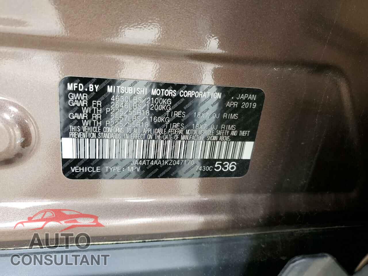 MITSUBISHI ECLIPSE 2019 - JA4AT4AA1KZ047170