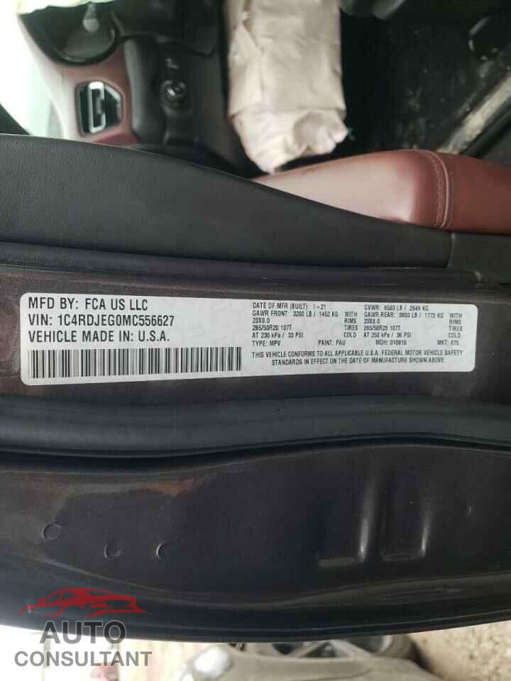 DODGE DURANGO 2021 - 1C4RDJEG0MC556627