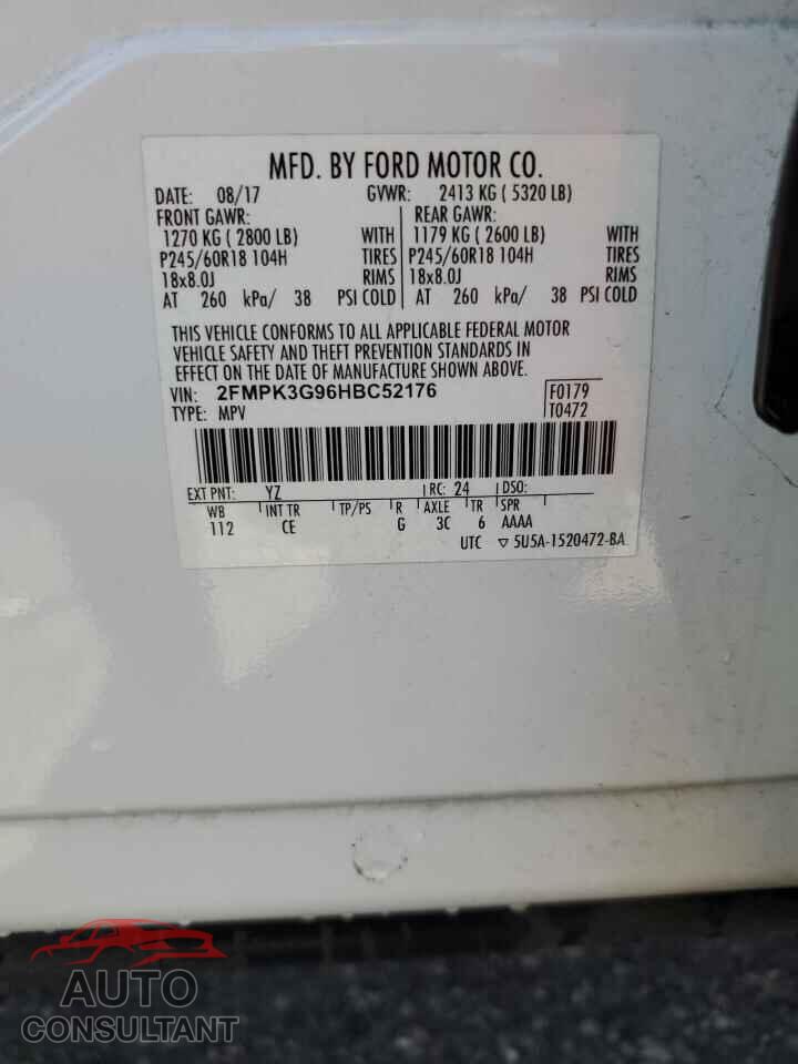 FORD EDGE 2017 - 2FMPK3G96HBC52176
