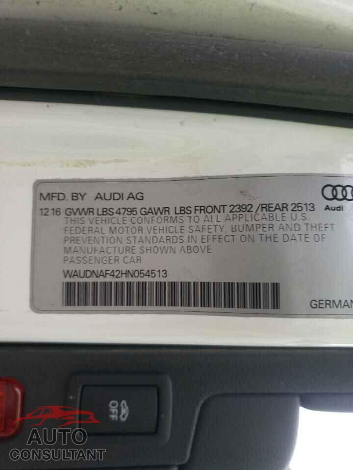 AUDI A4 2017 - WAUDNAF42HN054513