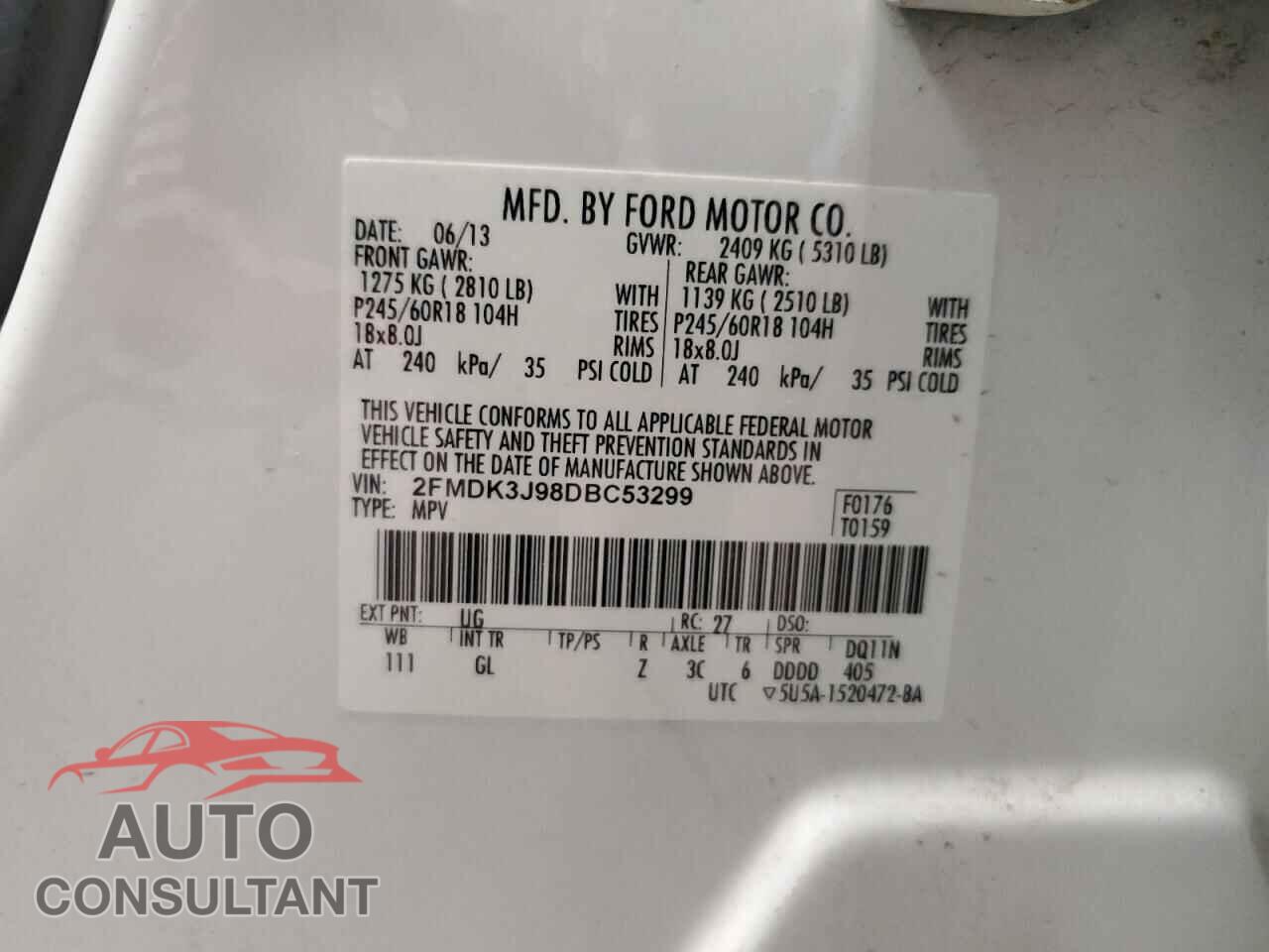 FORD EDGE 2013 - 2FMDK3J98DBC53299