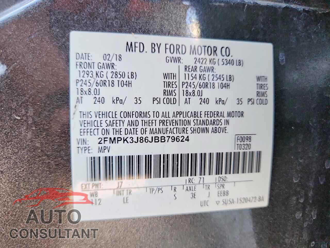 FORD EDGE 2018 - 2FMPK3J86JBB79624