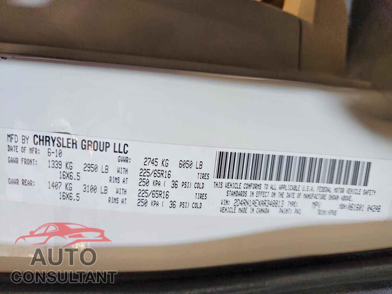 DODGE CARAVAN 2010 - 2D4RN1AEXAR348813
