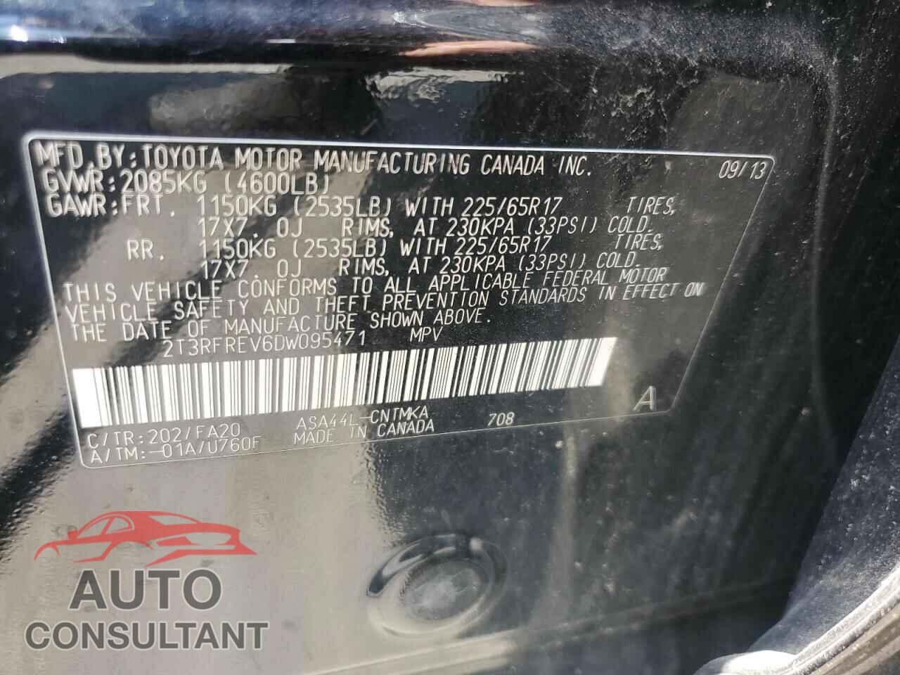 TOYOTA RAV4 2013 - 2T3RFREV6DW095471