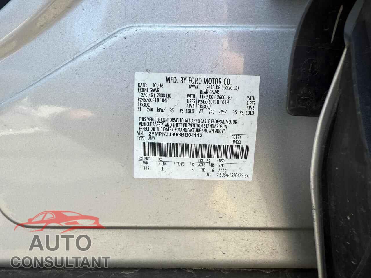 FORD EDGE 2016 - 2FMPK3J99GBB04112