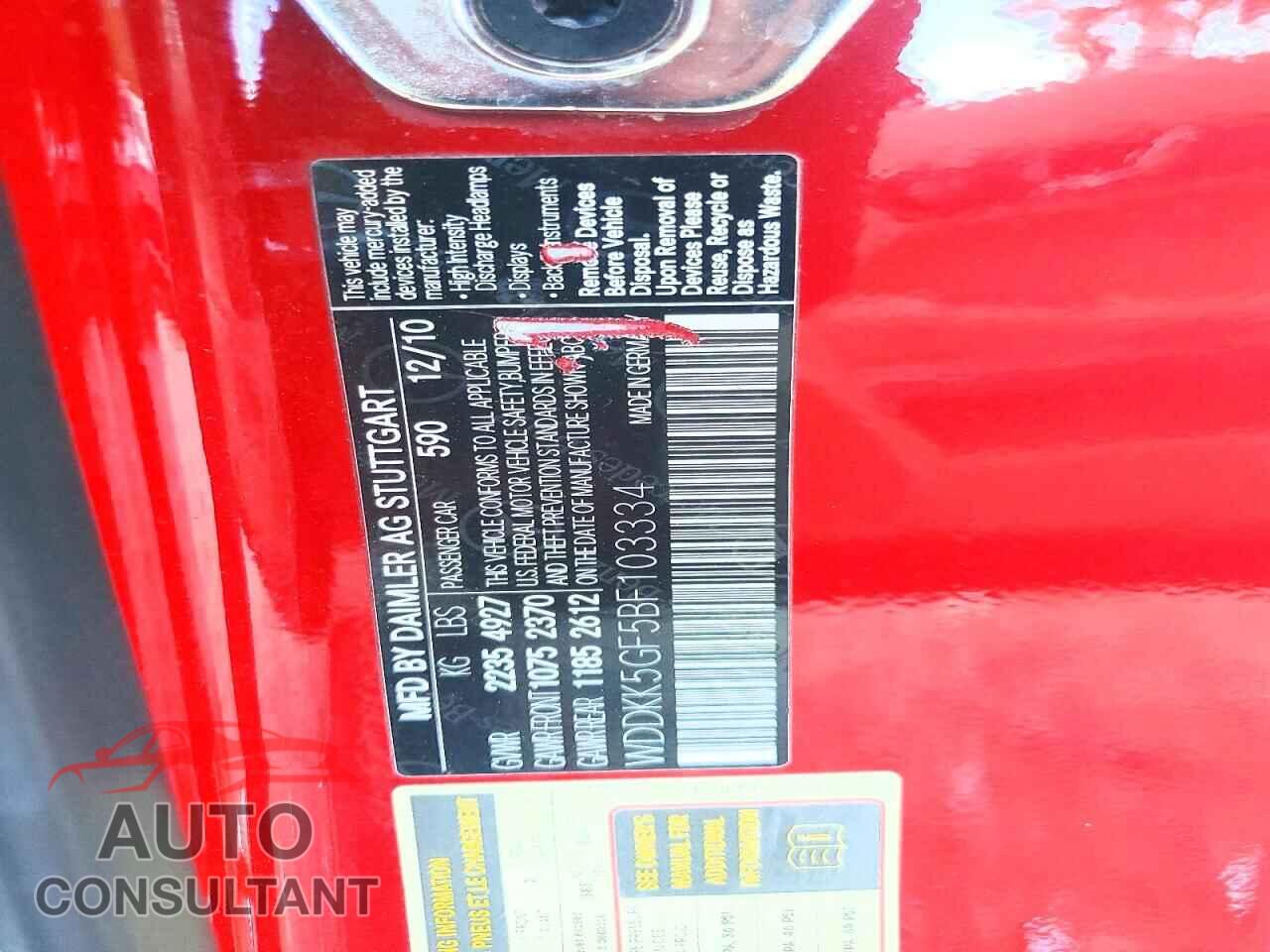 MERCEDES-BENZ E-CLASS 2011 - WDDKK5GF5BF103334