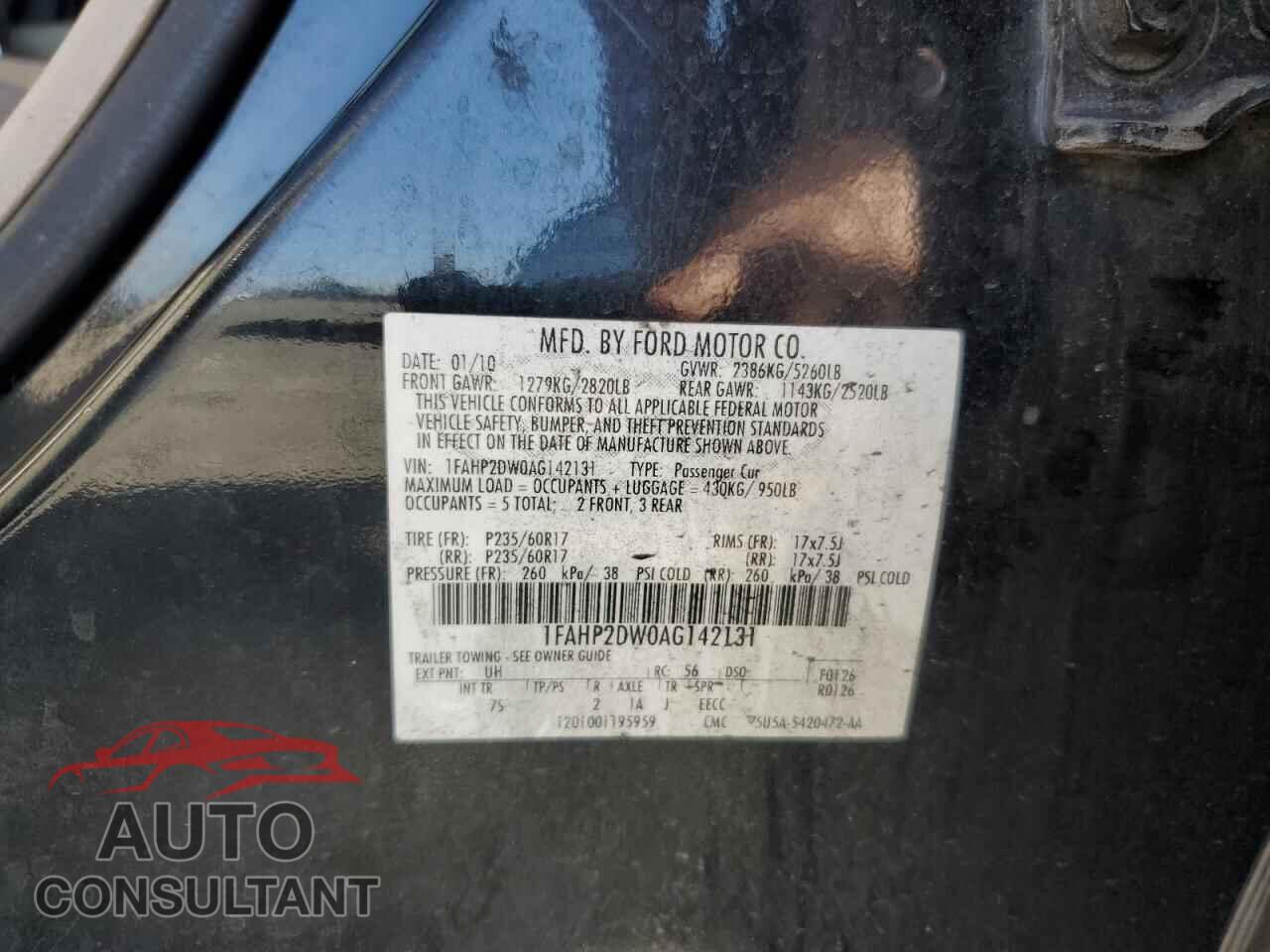 FORD TAURUS 2010 - 1FAHP2DW0AG142131