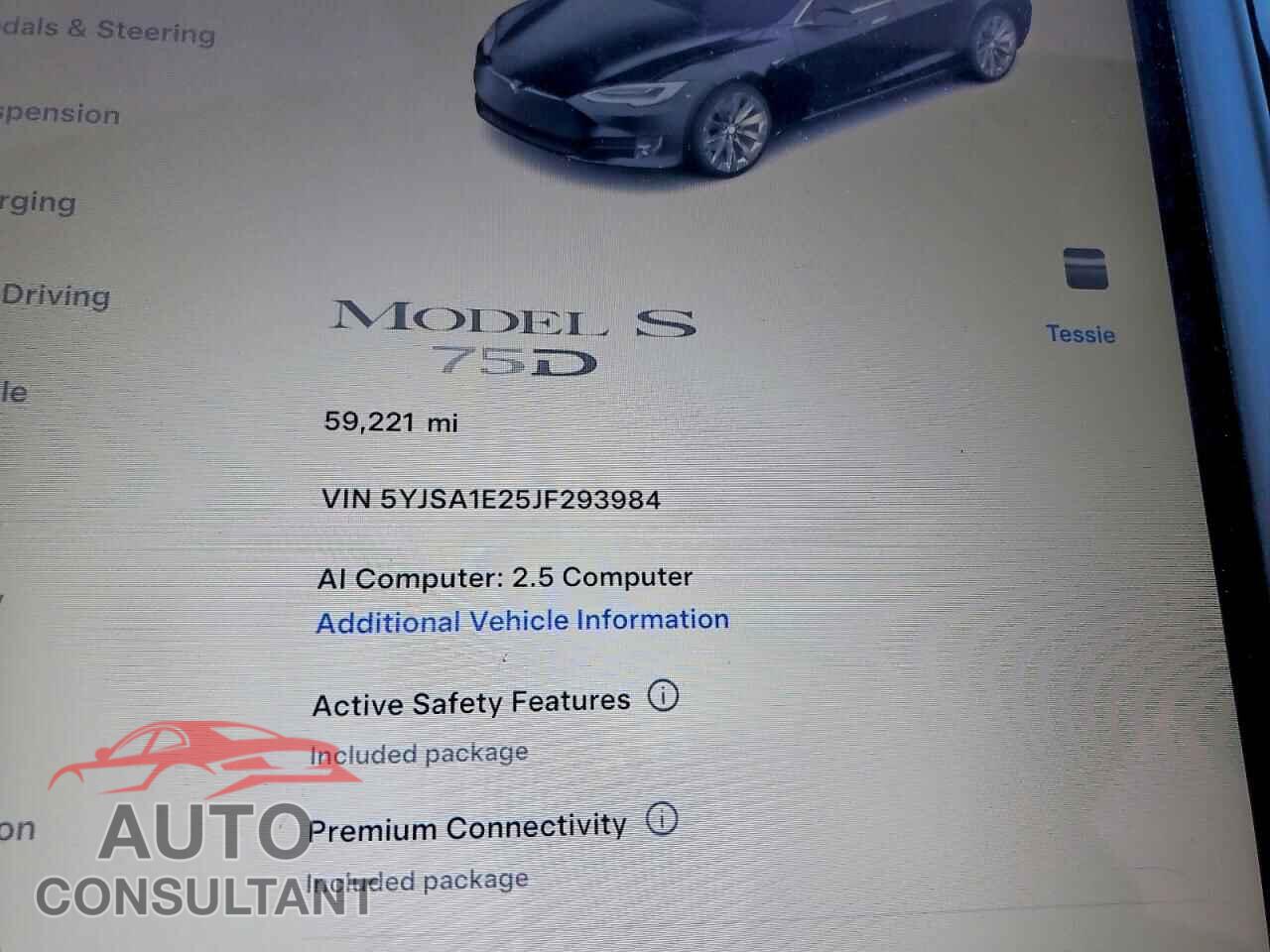 TESLA MODEL S 2018 - 5YJSA1E25JF293984