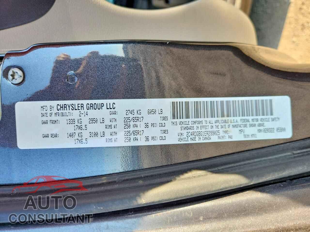 DODGE CARAVAN 2014 - 2C4RDGBG1ER299025