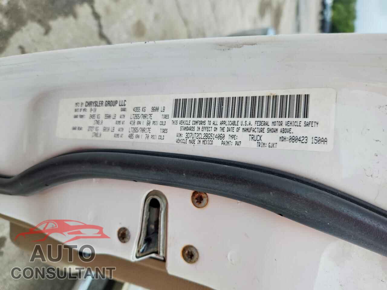 DODGE RAM 2500 2011 - 3D7UT2CL2BG514060