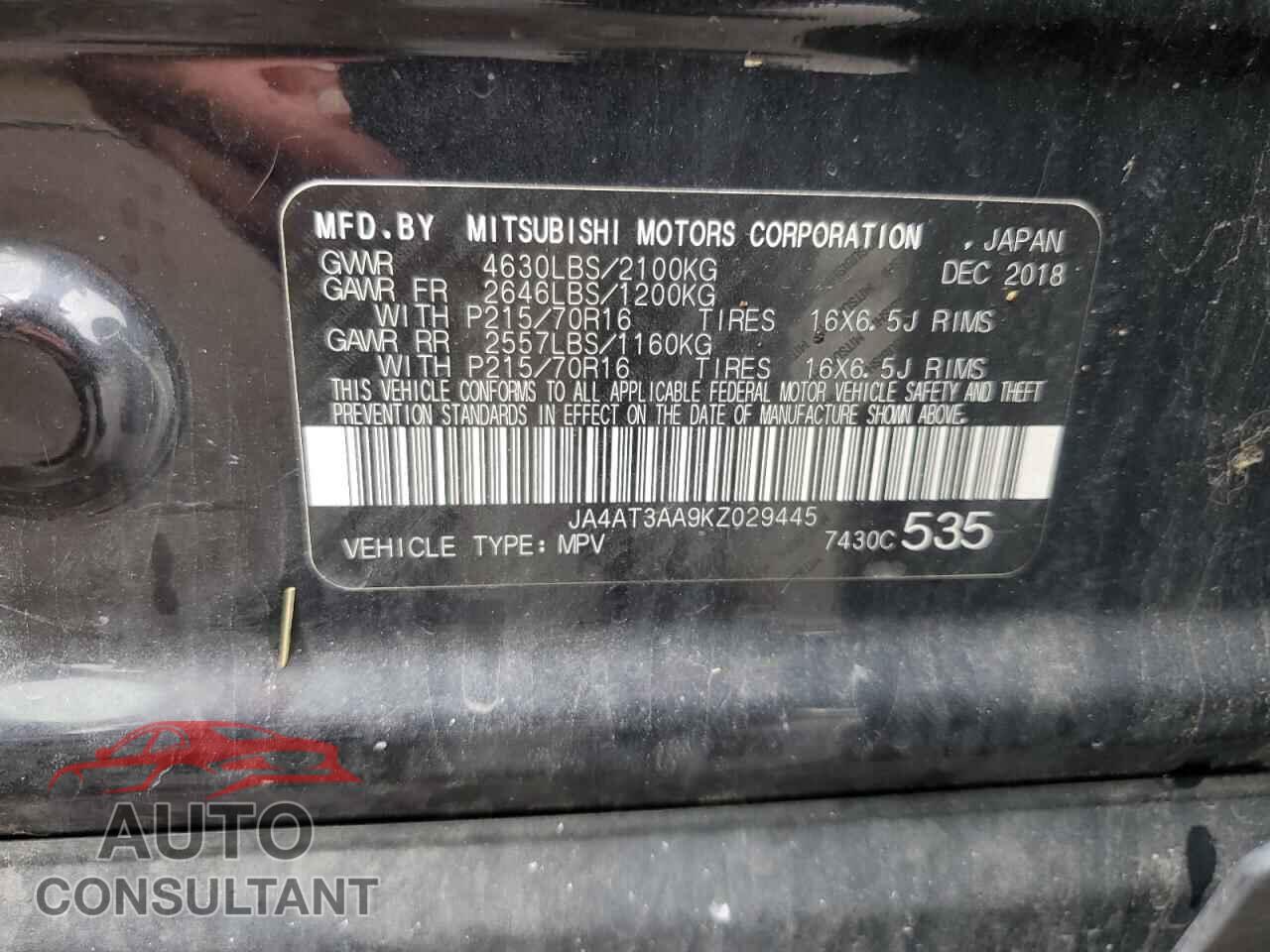 MITSUBISHI ECLIPSE 2019 - JA4AT3AA9KZ029445