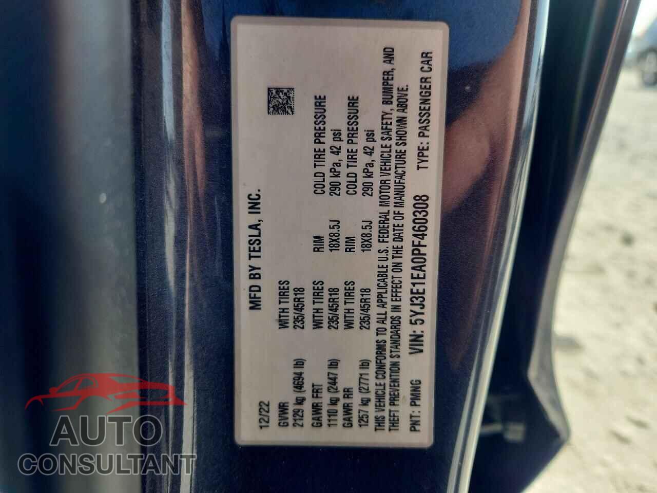 TESLA MODEL 3 2023 - 5YJ3E1EA0PF460308