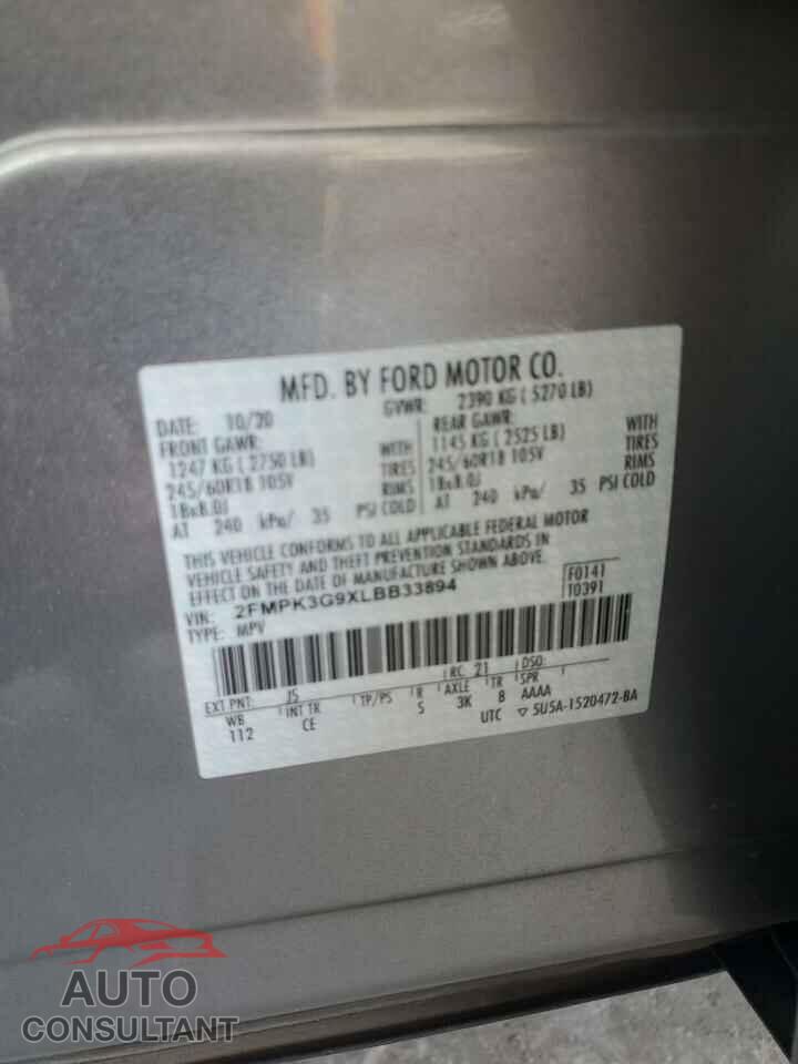 FORD EDGE 2020 - 2FMPK3G9XLBB33894
