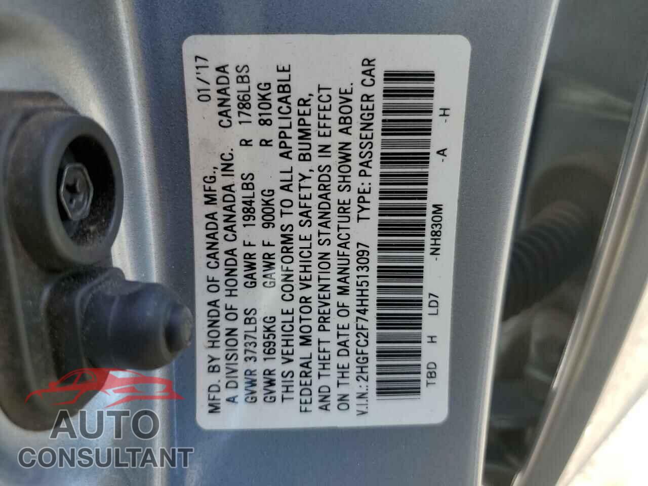 HONDA CIVIC 2017 - 2HGFC2F74HH513097