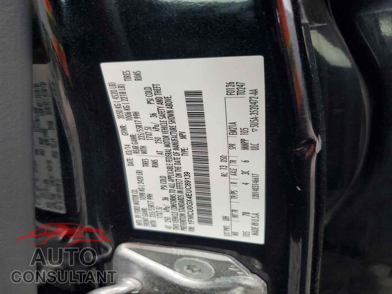 FORD ESCAPE 2014 - 1FMCU0GX4EUC89139