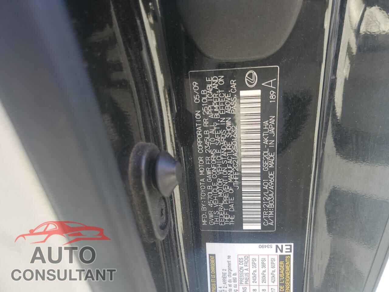 LEXUS IS 2010 - JTHFF2C21A2501632