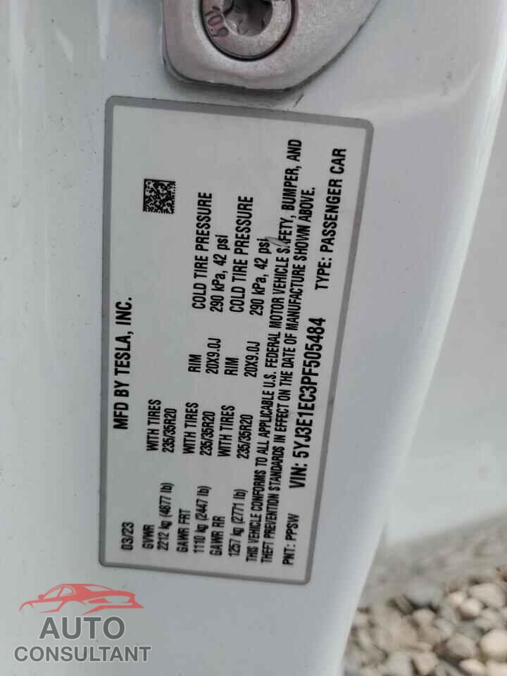 TESLA MODEL 3 2023 - 5YJ3E1EC3PF505484