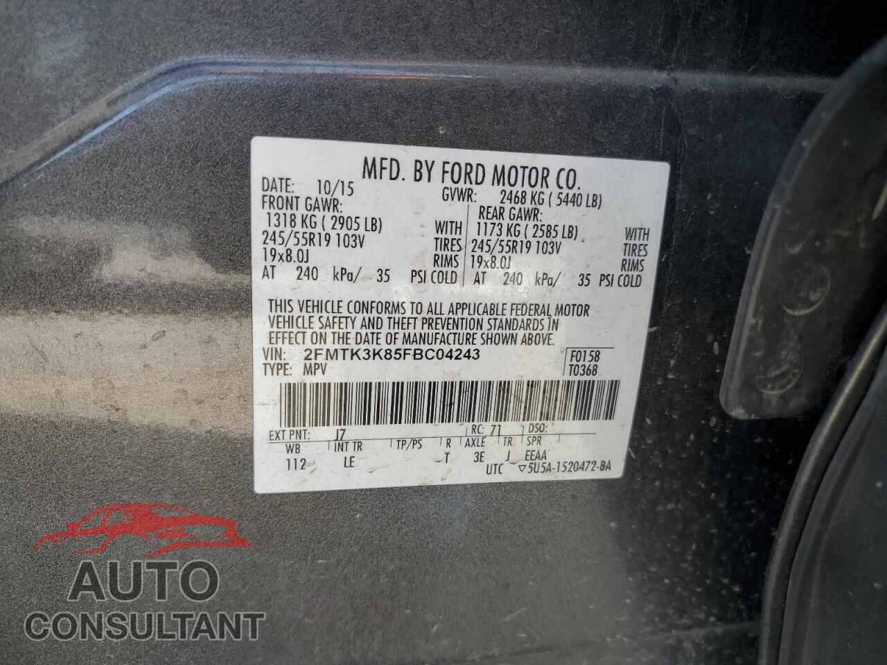 FORD EDGE 2015 - 2FMTK3K85FBC04243