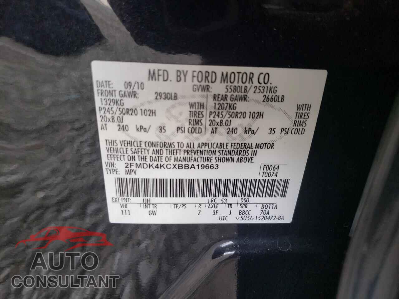 FORD EDGE 2011 - 2FMDK4KCXBBA19663