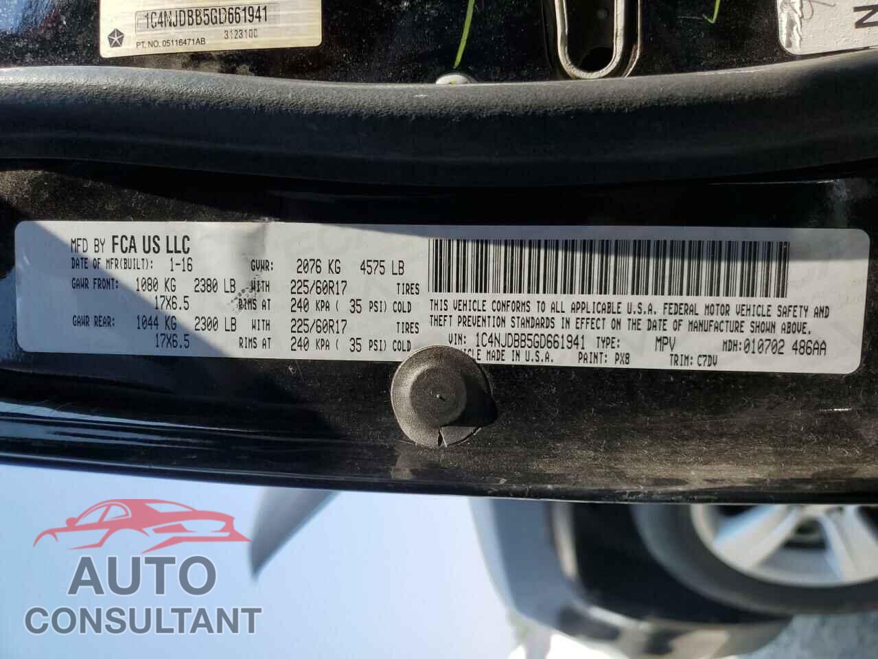 JEEP COMPASS 2016 - 1C4NJDBB5GD661941