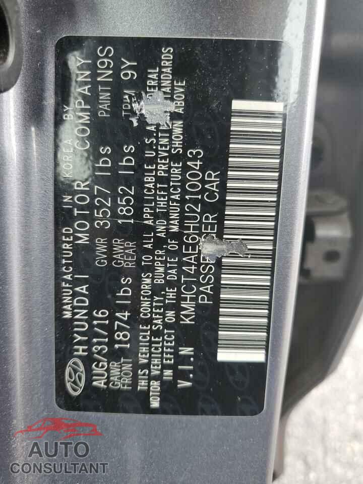 HYUNDAI ACCENT 2017 - KMHCT4AE6HU210043