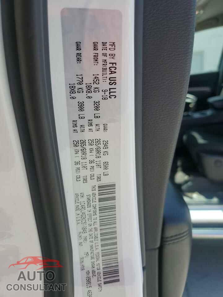 DODGE DURANGO 2019 - 1C4RDJAG2KC536849