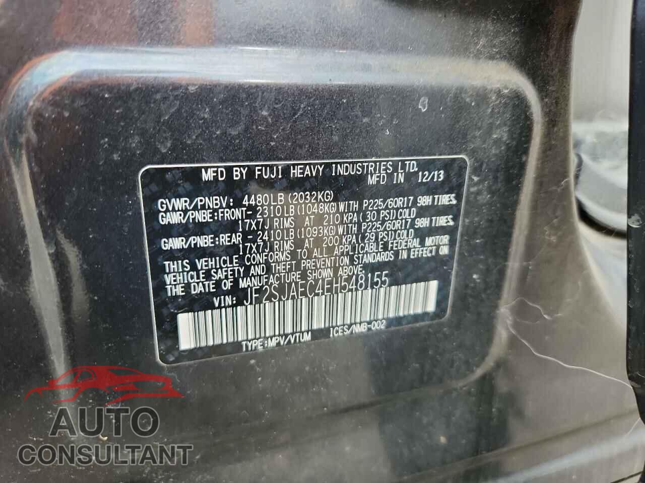 SUBARU FORESTER 2014 - JF2SJAEC4EH548155