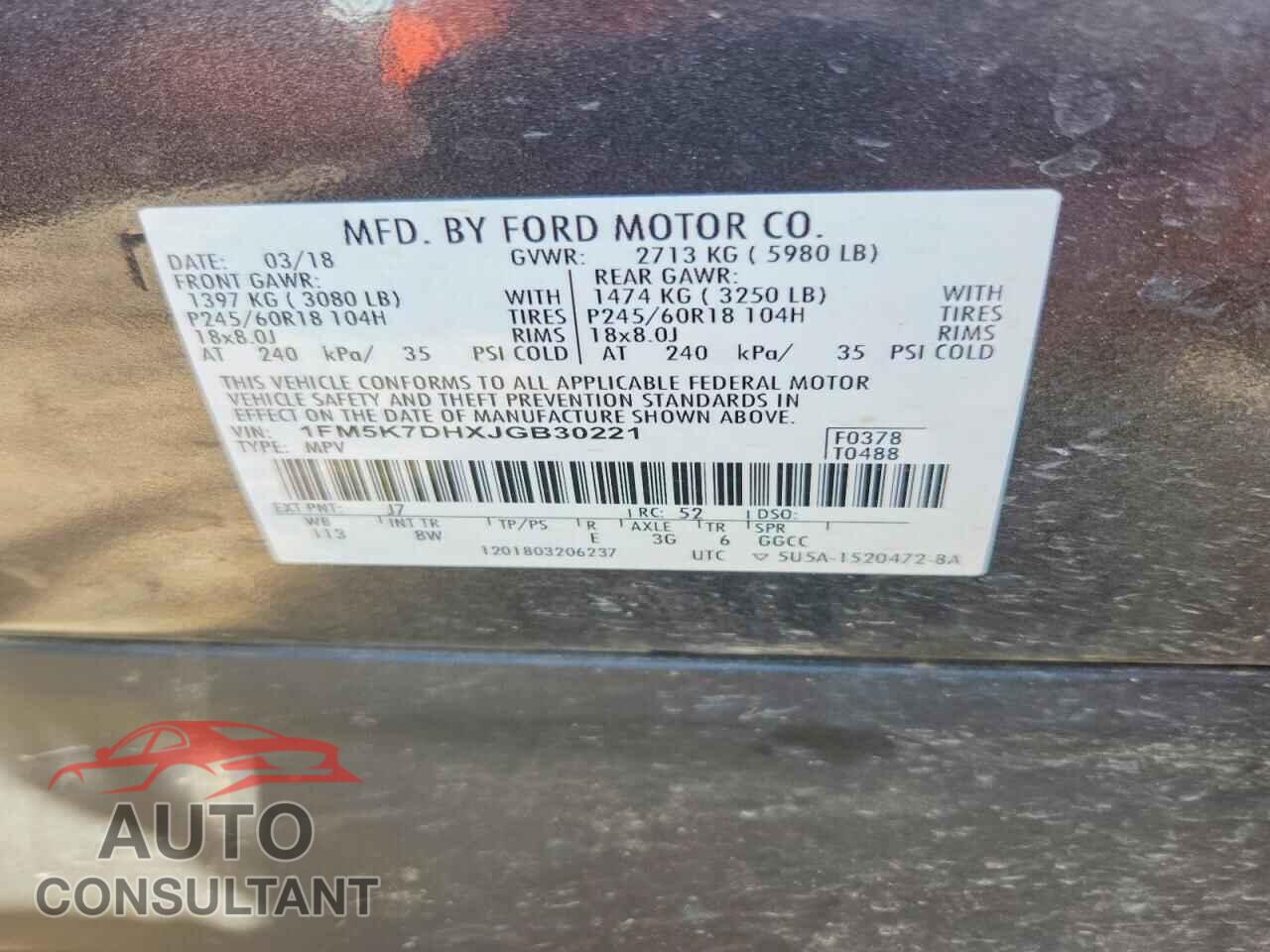 FORD EXPLORER 2018 - 1FM5K7DHXJGB30221