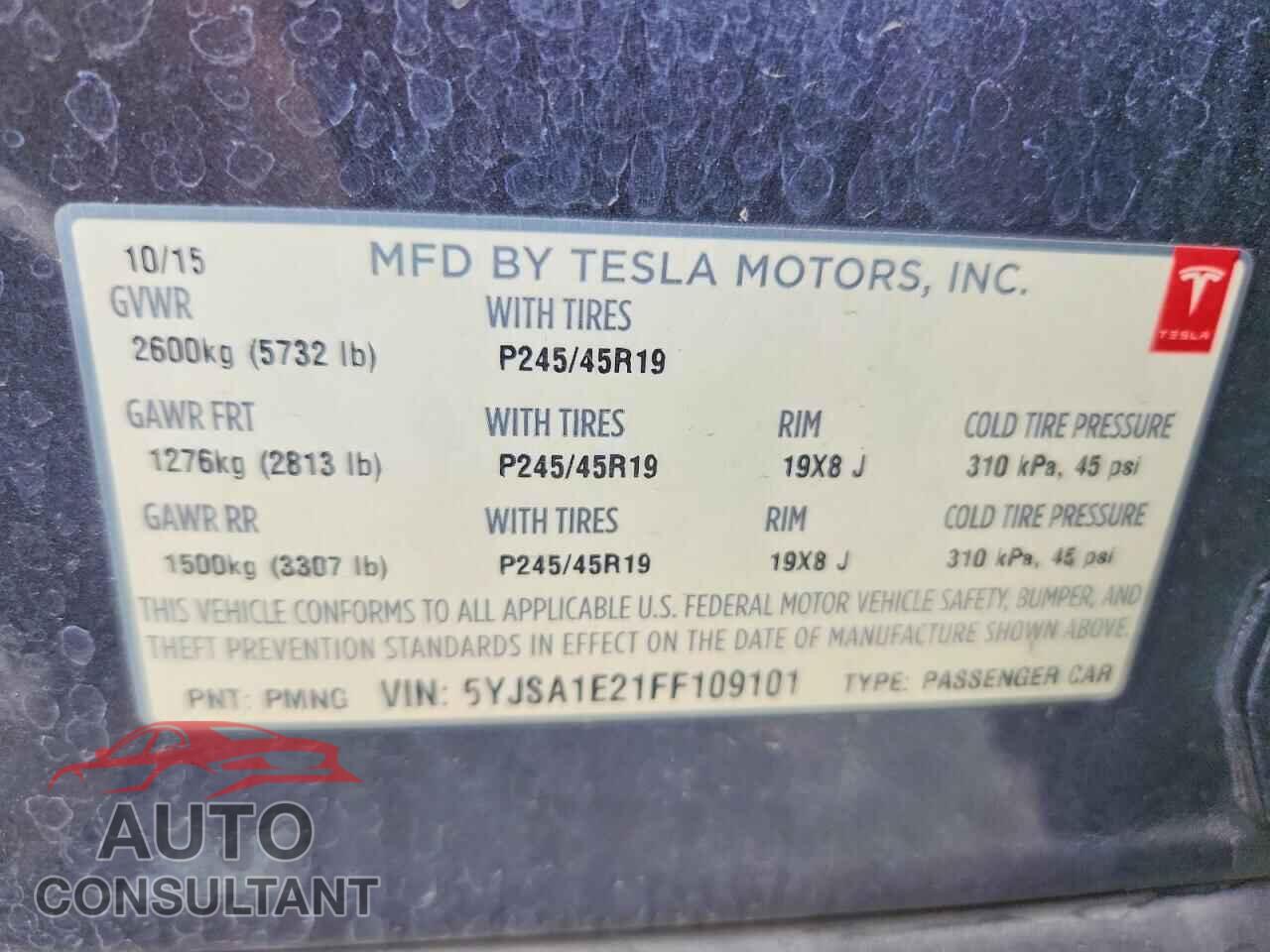 TESLA MODEL S 2015 - 5YJSA1E21FF109101
