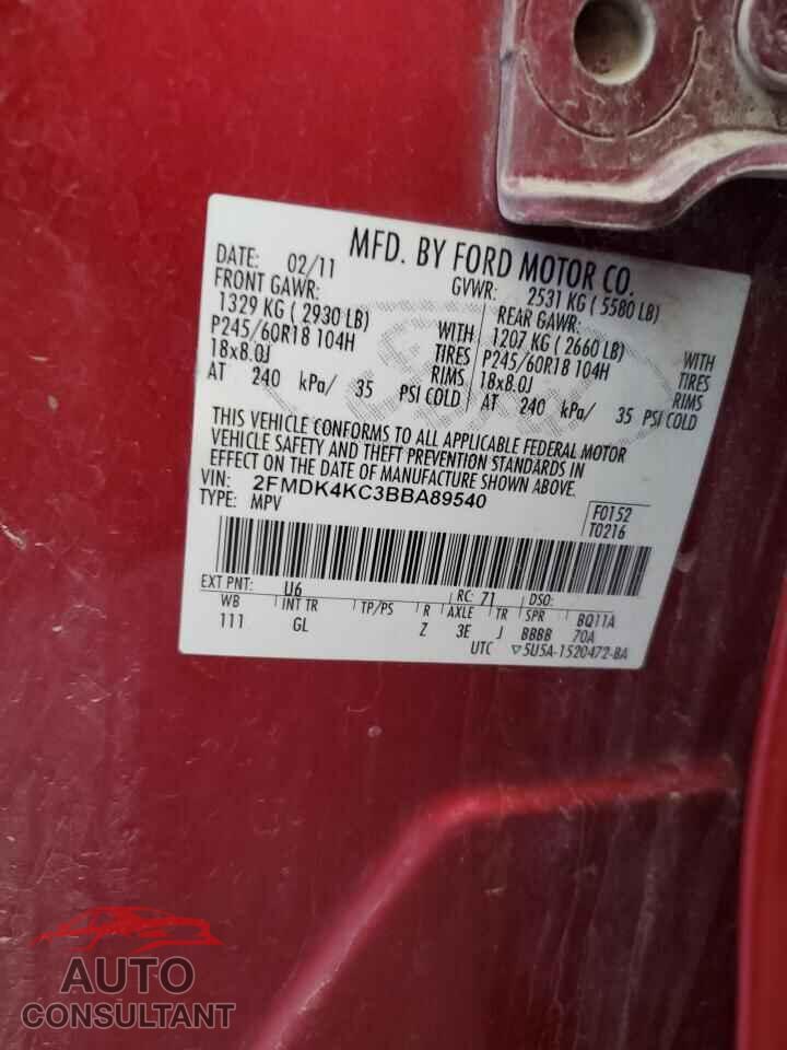 FORD EDGE 2011 - 2FMDK4KC3BBA89540