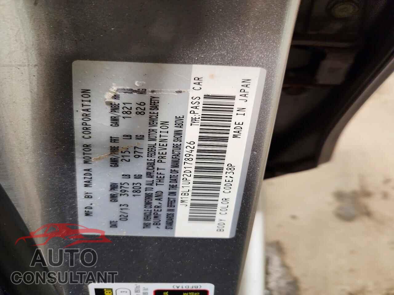 MAZDA 3 2013 - JM1BL1UP2D1789426