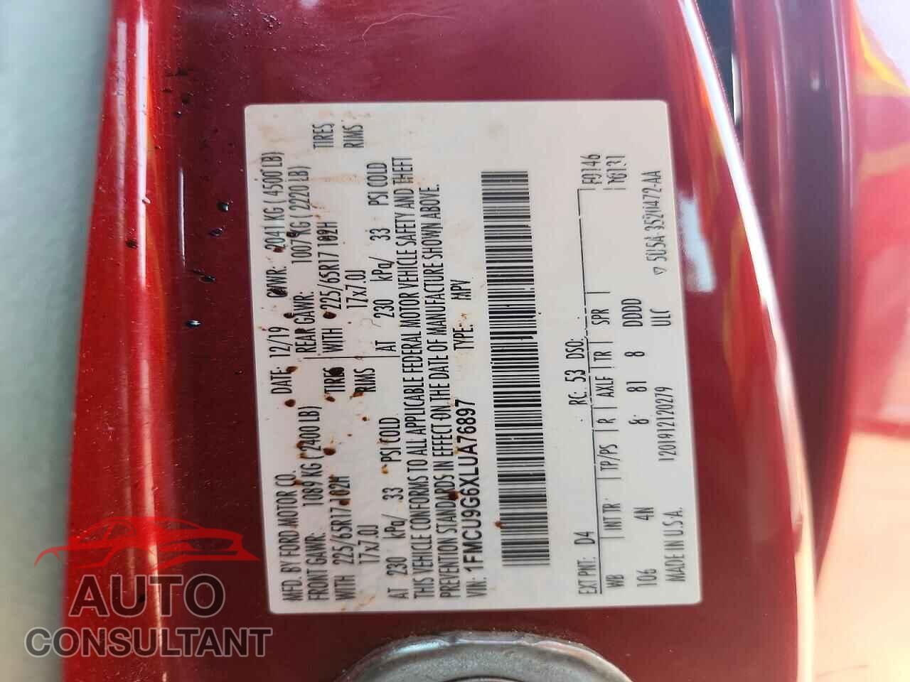 FORD ESCAPE 2020 - 1FMCU9G6XLUA76897