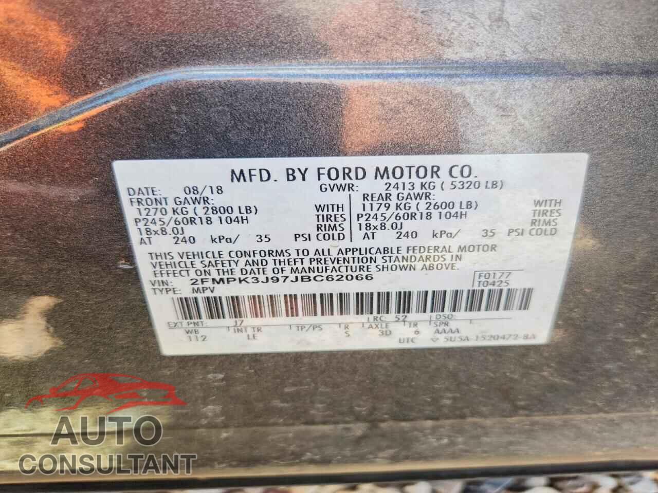 FORD EDGE 2018 - 2FMPK3J97JBC62066