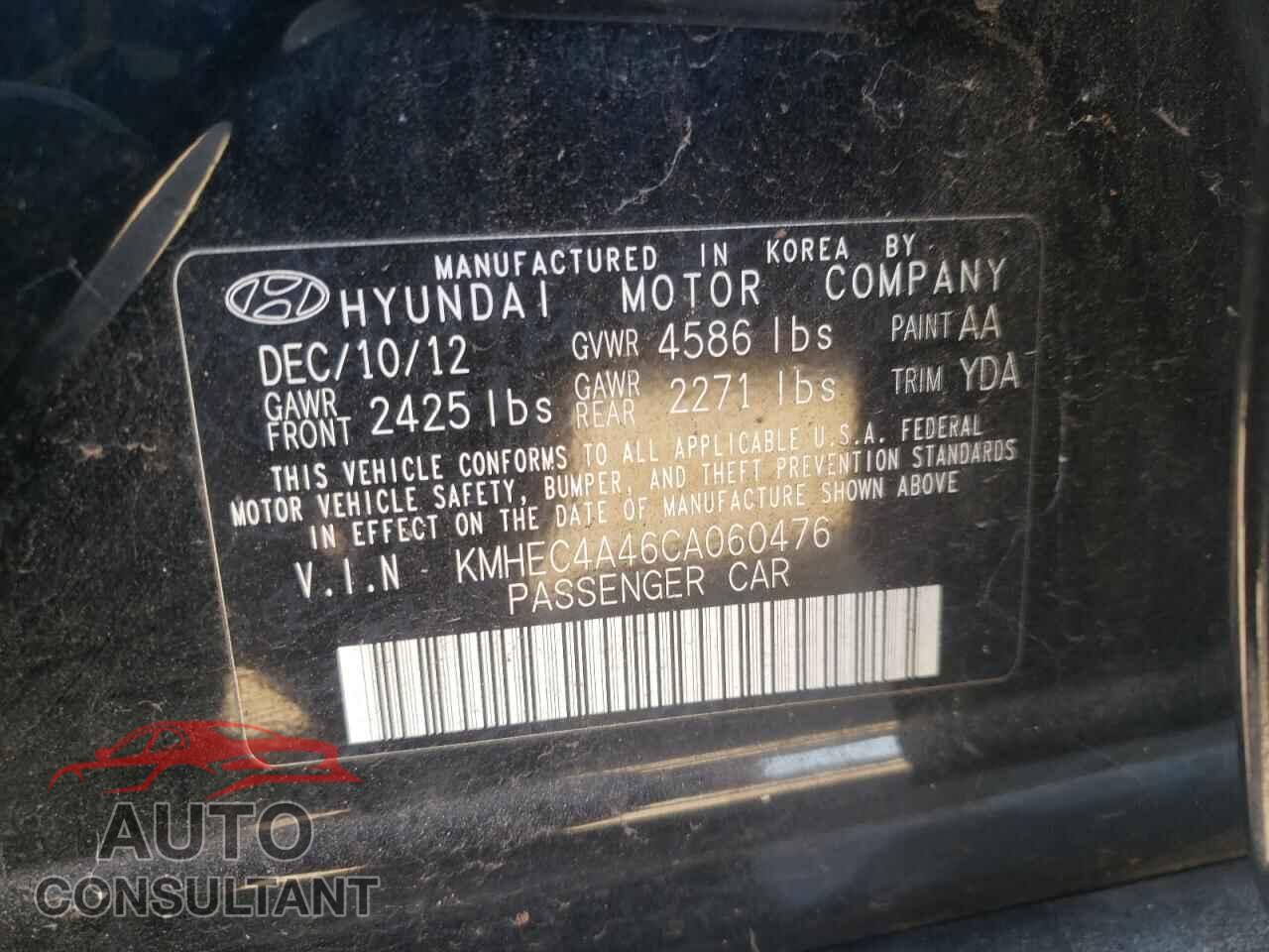 HYUNDAI SONATA 2012 - KMHEC4A46CA060476